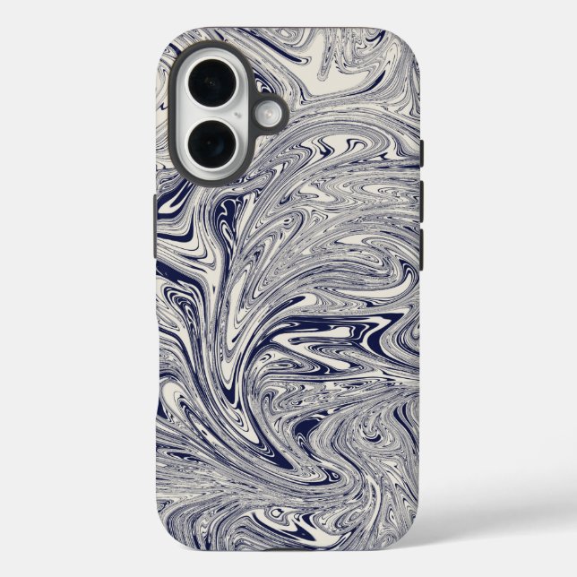 Elegant Blue and White Marble Swirl Case-Mate iPhone Case (Back)