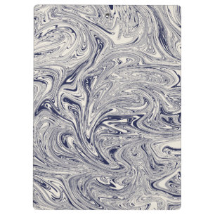 Elegant Blue and White Marble Swirl Clipboard