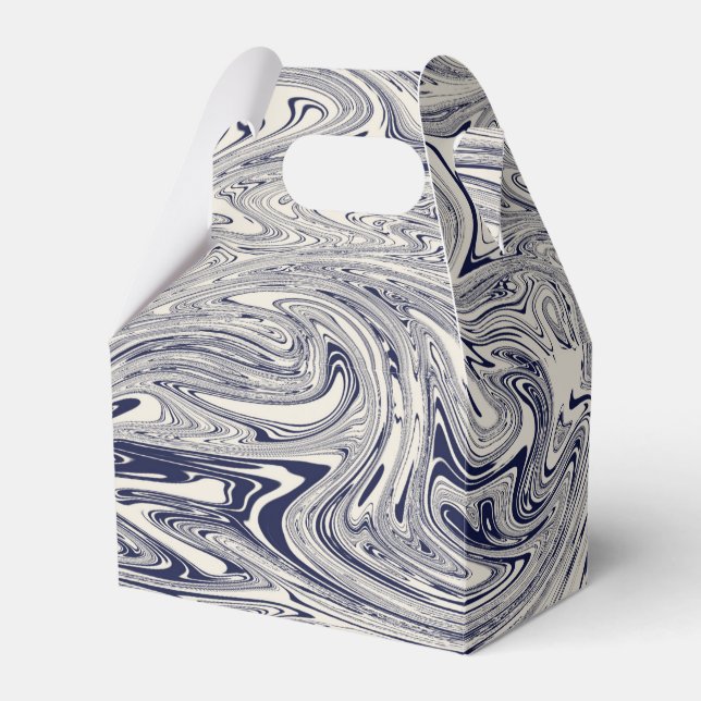 Elegant Blue and White Marble Swirl Favour Box (Front Side)