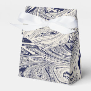 Elegant Blue and White Marble Swirl Favour Box
