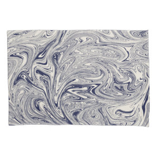 Elegant Blue and White Marble Swirl Pillowcase