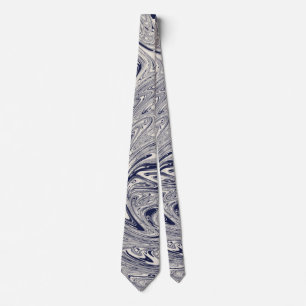 Elegant Blue and White Marble Swirl Tie