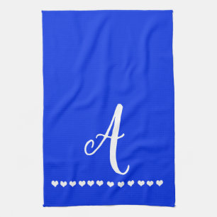 Elegant Blue and White Monogram Initial Tea Towel