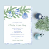 Elegant Blue And White Ornaments Holidays Party