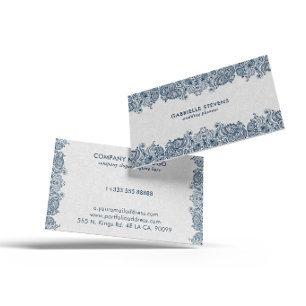Elegant Blue And White Paisley Wedding Planner Business Card