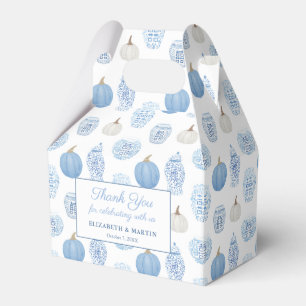 Elegant Blue And White Pumpkins Wedding Shower Favour Box