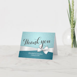 Elegant Blue and White Ribbon Wedding Thank You