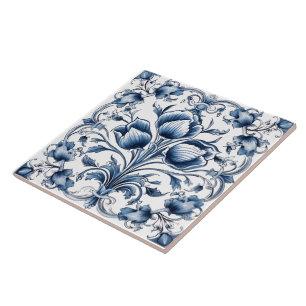 Elegant Blue and White Rustic Azulejo Tile Design