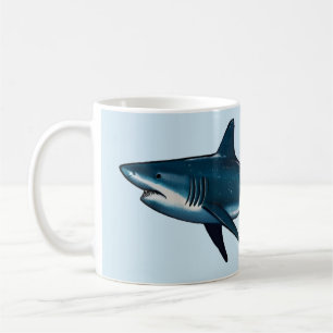 Elegant blue and white shark fish coffee mug
