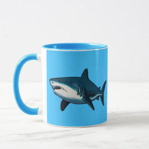 Elegant blue and white shark fish mug