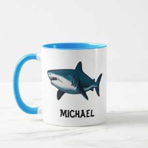 Elegant blue and white shark fish Personalised Mug