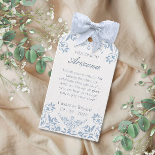 Elegant Blue and White Stylish Destination Wedding Gift Tags