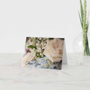 Elegant Blue and White Thank You Card Wedding