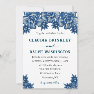 Elegant Blue and White Toile De Jouy Invitation
