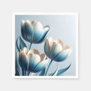 Elegant Blue and White Tulips Napkin