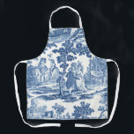 Elegant Blue and White Vintage French Toile Apron<br><div class="desc">Vintage historic 18th century French blue and white toile de jouy design featuring ladies and gentleman in elegant period dress among trees,  a lake and classic stone ruins.</div>