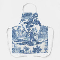 Elegant Blue and White Vintage French Toile