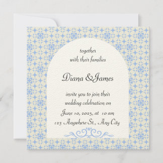 Elegant Blue and White Wedding Invitation