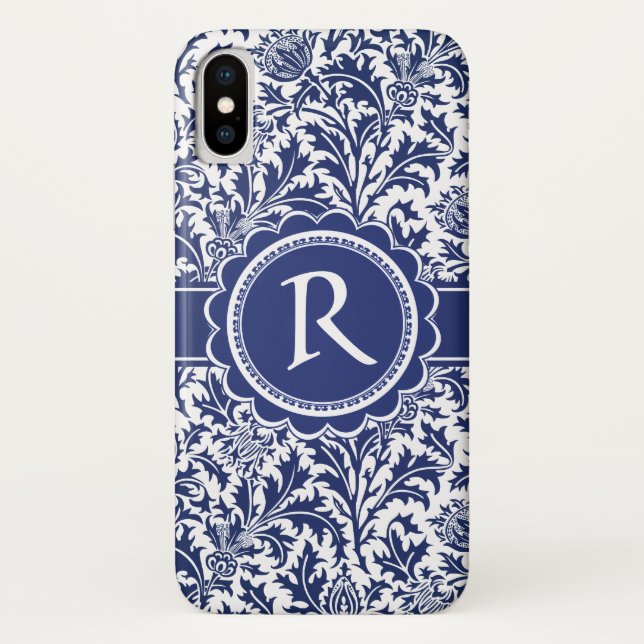 Elegant Blue and White William Morris Floral Case-Mate iPhone Case (Back)