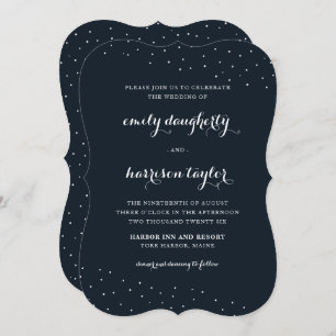 Elegant Blue and White with Delicate Dots Wedding Invitation