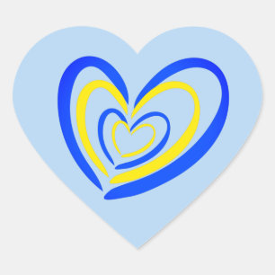 Elegant Blue and Yellow Hearts Ukraine Inspiration Heart Sticker