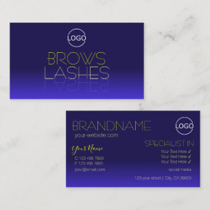 Elegant Blue and Yellow Mirror Letters with Logo Business Card