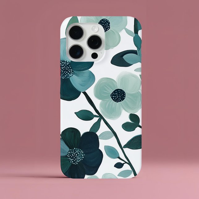 Elegant Blue Aqua Floral Botanical Phone Case (Creator Uploaded)