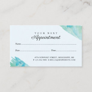 Elegant Blue & Aqua Watercolor Dragonfly Appointment Card