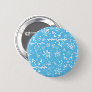 Elegant Blue Aqua White Winter Snowflake 6 Cm Round Badge