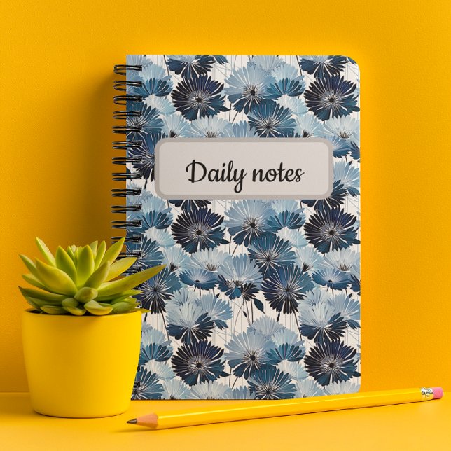 Elegant Blue Asters Floral Pattern Notebook (Creator Uploaded)