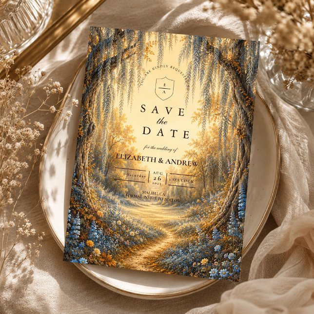 Elegant Blue Autumn Wedding Save The Date (Creator Uploaded)