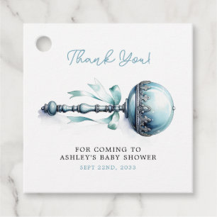 Elegant Blue Baby Rattle Boy Baby Shower Favour Tags
