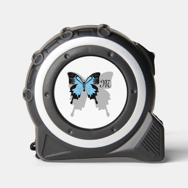 Elegant Blue Backed Butterfly Shadow Monogram 1 (Front)