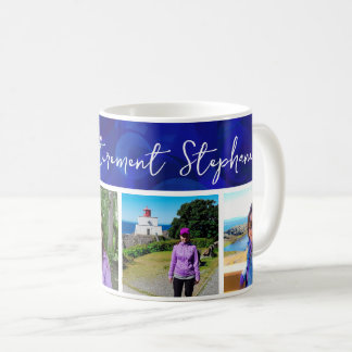 Elegant Blue Banner 4 Photos Happy Retirement Coffee Mug