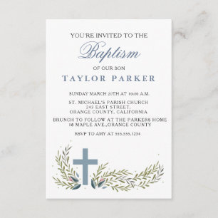 Elegant Blue Baptism/Christening Invitation
