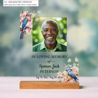Elegant Blue Birds Floral Photo Funeral