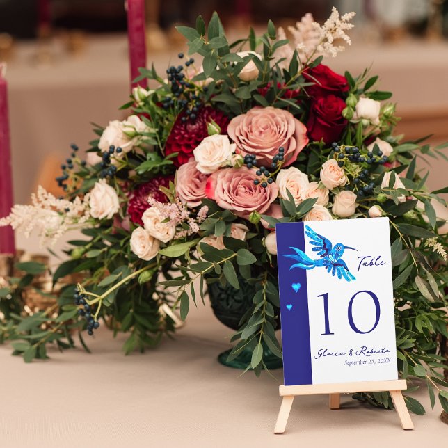 Elegant Blue Birds Mexican Wedding Table Number (Creator Uploaded)