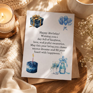 Elegant Blue Birthday Card for Her Luxury Happy