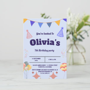 Elegant Blue Birthday Invitation Card