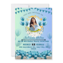 Elegant Blue Birthday Invitation – Customisable &