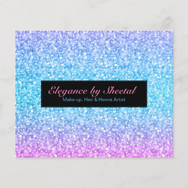 Elegant Blue & Black Glitter Flyer (Front)