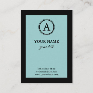 Elegant Blue & Black Monogram Profile Card