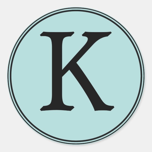 Elegant Blue & Black Monogram Stickers (Front)