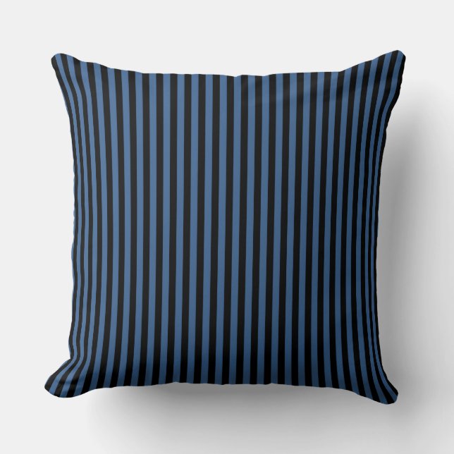 Elegant Blue Black Stripes Pattern Cushion (Front)
