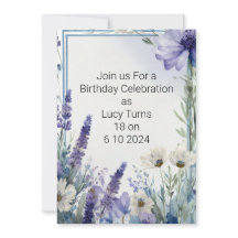 Elegant Blue Blooms Birthday 