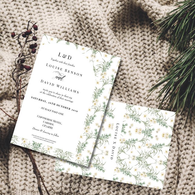 Elegant Blue & Blush Floral Wedding Invitation (Creator Uploaded)