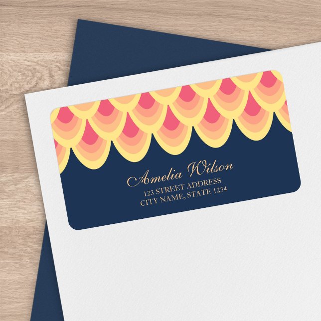 Elegant Blue & Blush Pink Geometric Address Label (Creator Uploaded)