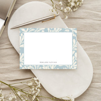 Elegant Blue Border Coastal Coral Ocean Botanicals Card