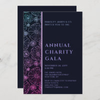 Elegant Blue Botanical Charity Event Gala Party