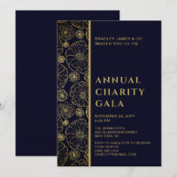 Elegant Blue Botanical Charity Event Gala Party
